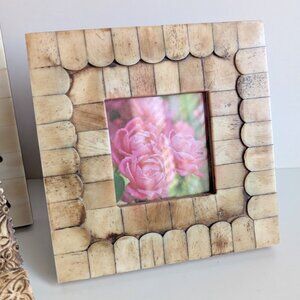 One Neutral Carved Bone Inlaid Decorative Photo Picture Frame (Right)
